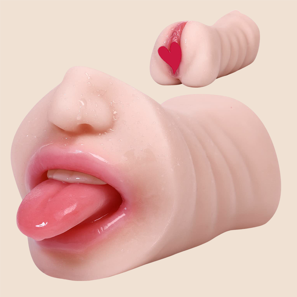 2 in 1 Male Masturbator with Mouth&Vagina,Blowjob Sex Toy
