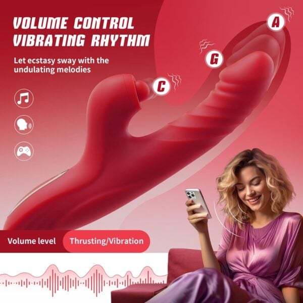 Thrusting Dildo Vibrator for Women,Clitoral Stimulator Sex Toys Dildos with 10 Vibration 7 Thrust Mode (4)