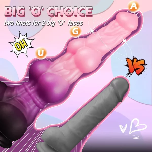 Fantasy Horse Knot Dildos with 2 Knots Purple Dog Dildo (3)