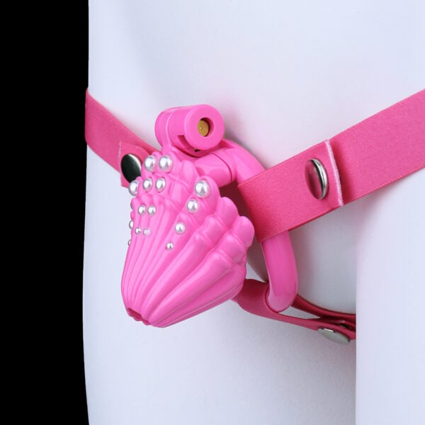 Pink Chastity Cage Pearl Shell Sissy Chastity Cage (19)
