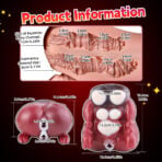 Product information diagram for a sex toy, showing exterior and internal dimensions with labeled measurements.