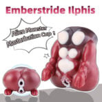 Sex toy: red alien-monster masturbation cup with white nodules; branded Emberstride Ilphis.