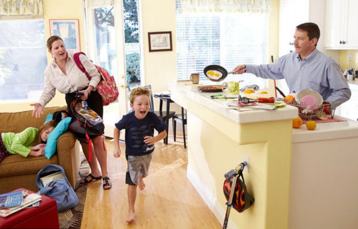 A typical morning routine for a family
