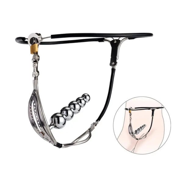 Female Chastity Belt with Stainless Steel Butt Plug