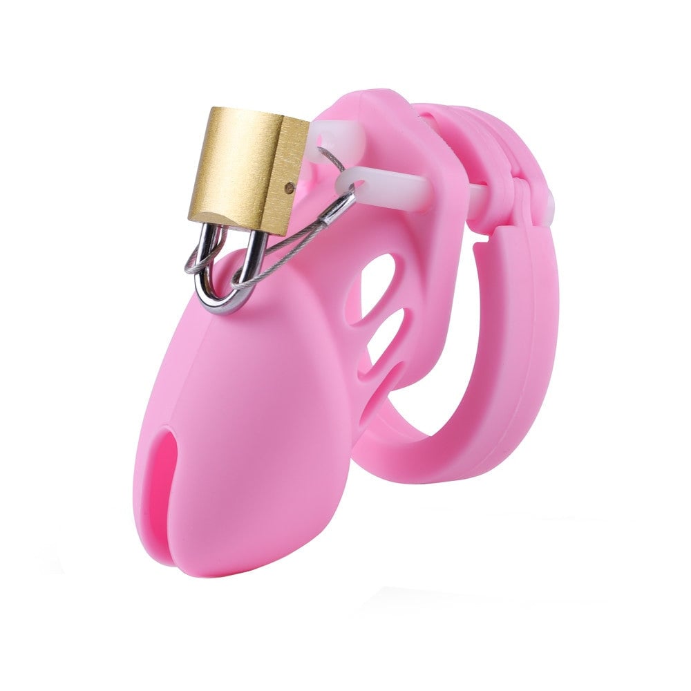 pink1-1.jpg Soft Silicone Sissy Chastity Device Kit - Comfortable Daily Wear Cock Cage - Image 1