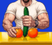A man demonstrates male masturbation techniques using a cucumber