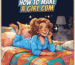 An anime-style female character lying on the bed with a joyful expression, with the title: 'How to Make a Girl Cum'.